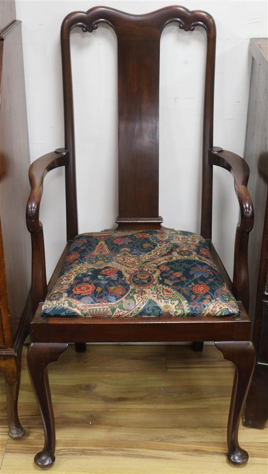 A pair of Queen Anne style mahogany carver chairs